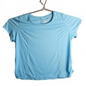 Danskin Now Light Blue Loose Fit Short Sleeve Top 4X (26W-28W)